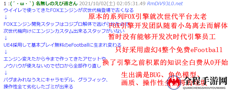 玩家分析科乐美新作《eFootball》为何烂 全因小岛不在