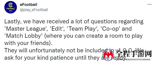 《eFootball 2022》1.0版本上线 但仍缺乏大量模式功能