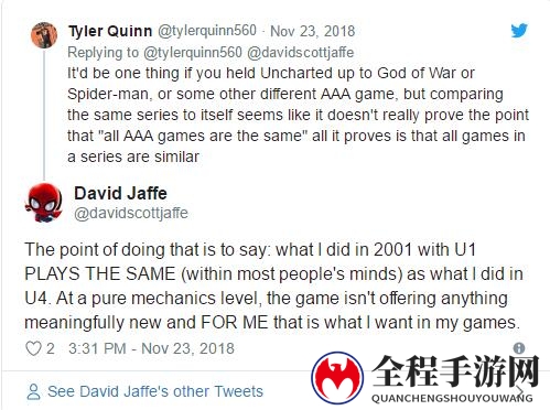 《战神》之父吐槽现代3A游戏：重复性太高缺乏乐趣！