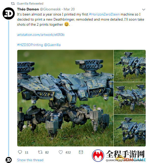 《地平线：黎明时分》死亡使者3D打印模型 细节逆天