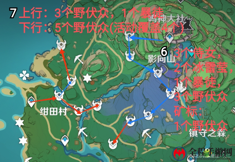 原神2.0稻妻锄大地最佳路线图分享