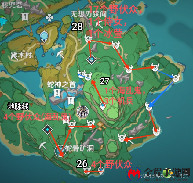 原神2.0稻妻锄大地最佳路线图分享